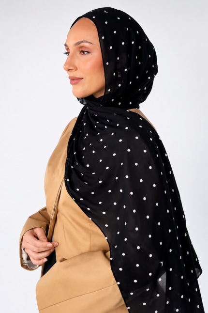 طرحه قطن polka dots Black